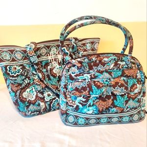 Vera Bradley Floral blue and brown Weekender & Handbag